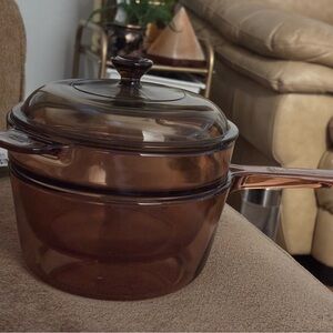Corningware Visions Double Broiler Glass Cookware Set with Lid